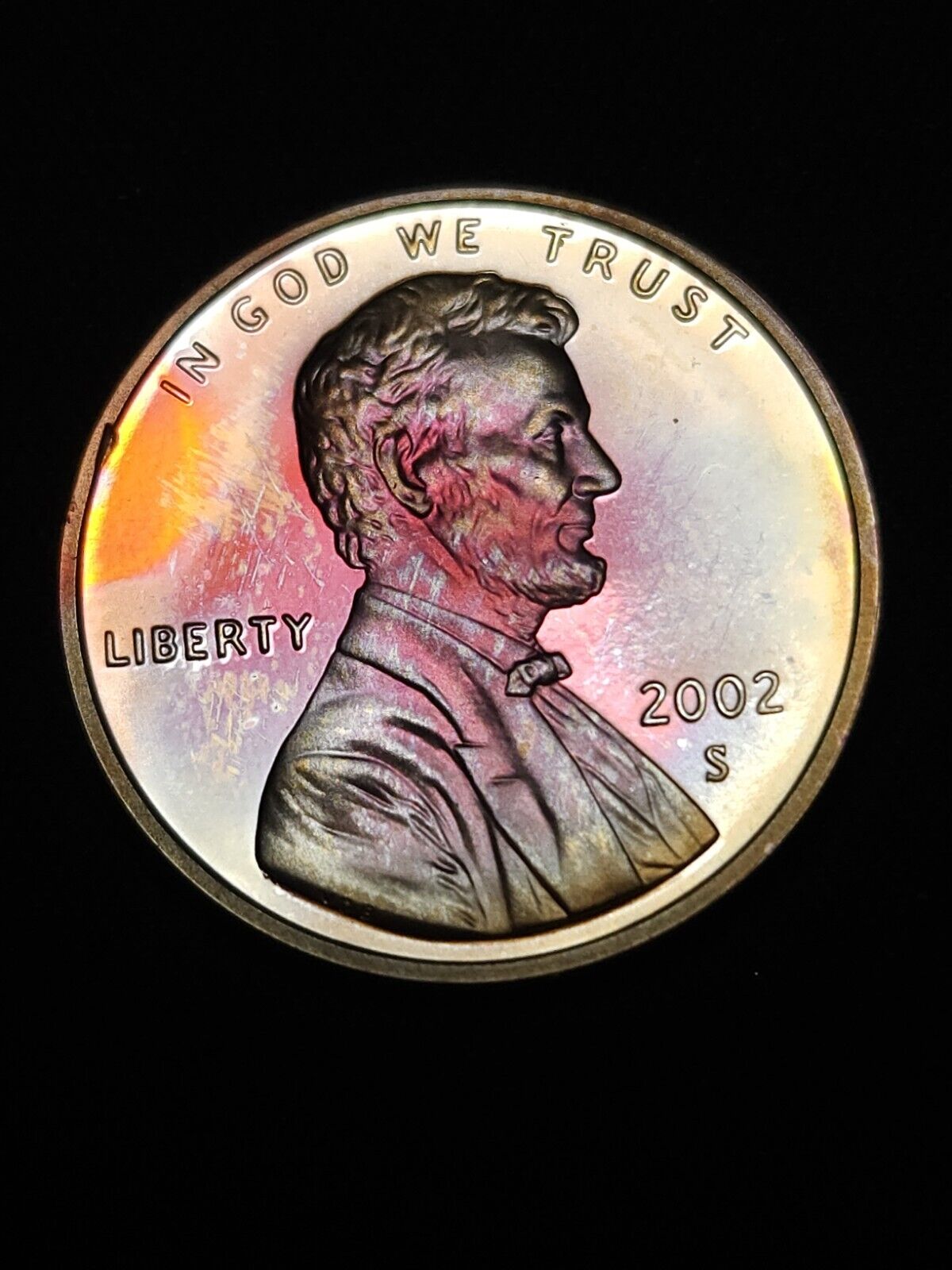 2002 S Lincoln Memorial Cent Bu Proof Rainbow Toned - ErrorsandOddities33