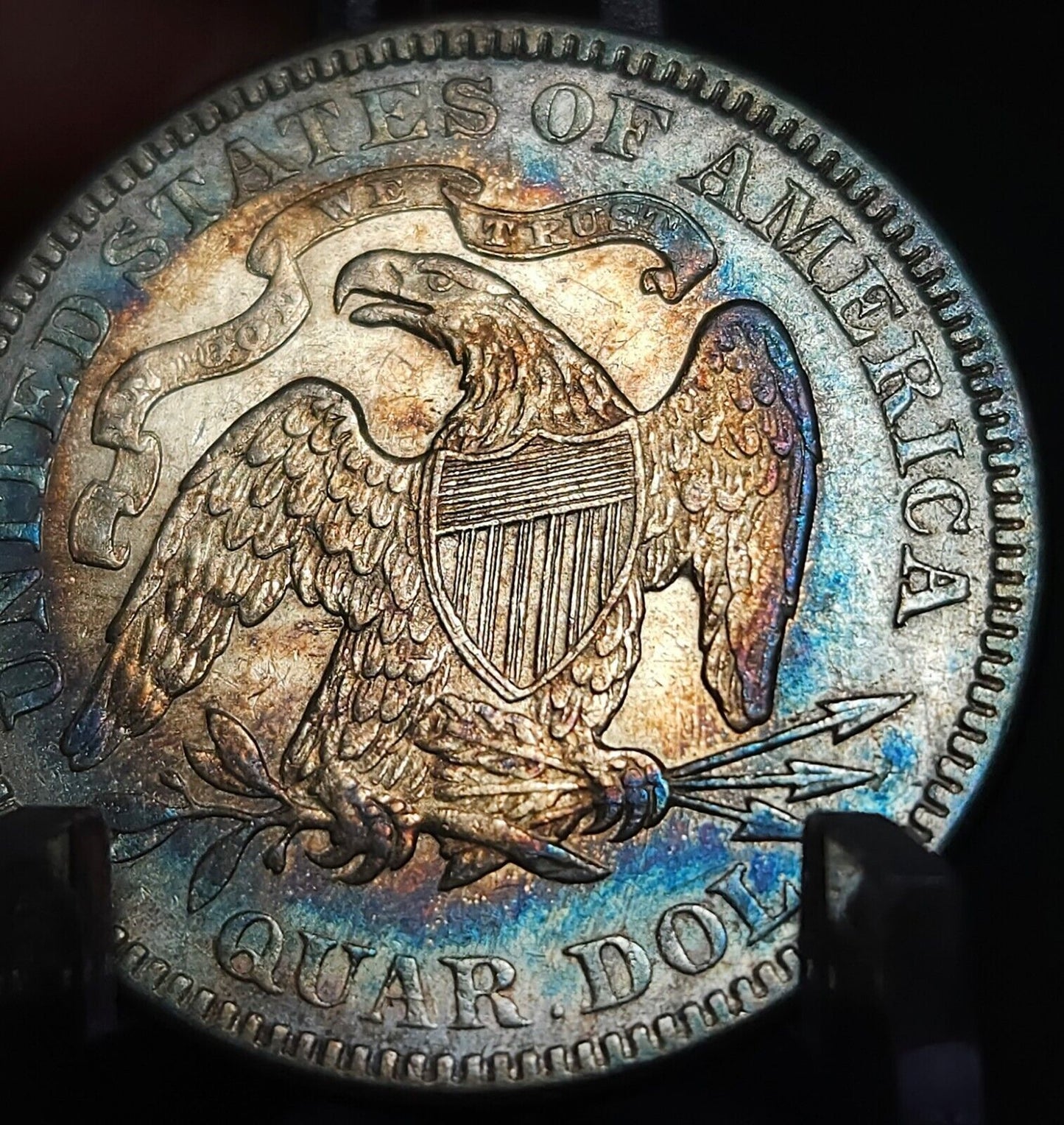 1877 Seated Liberty Quarte Monster Toned