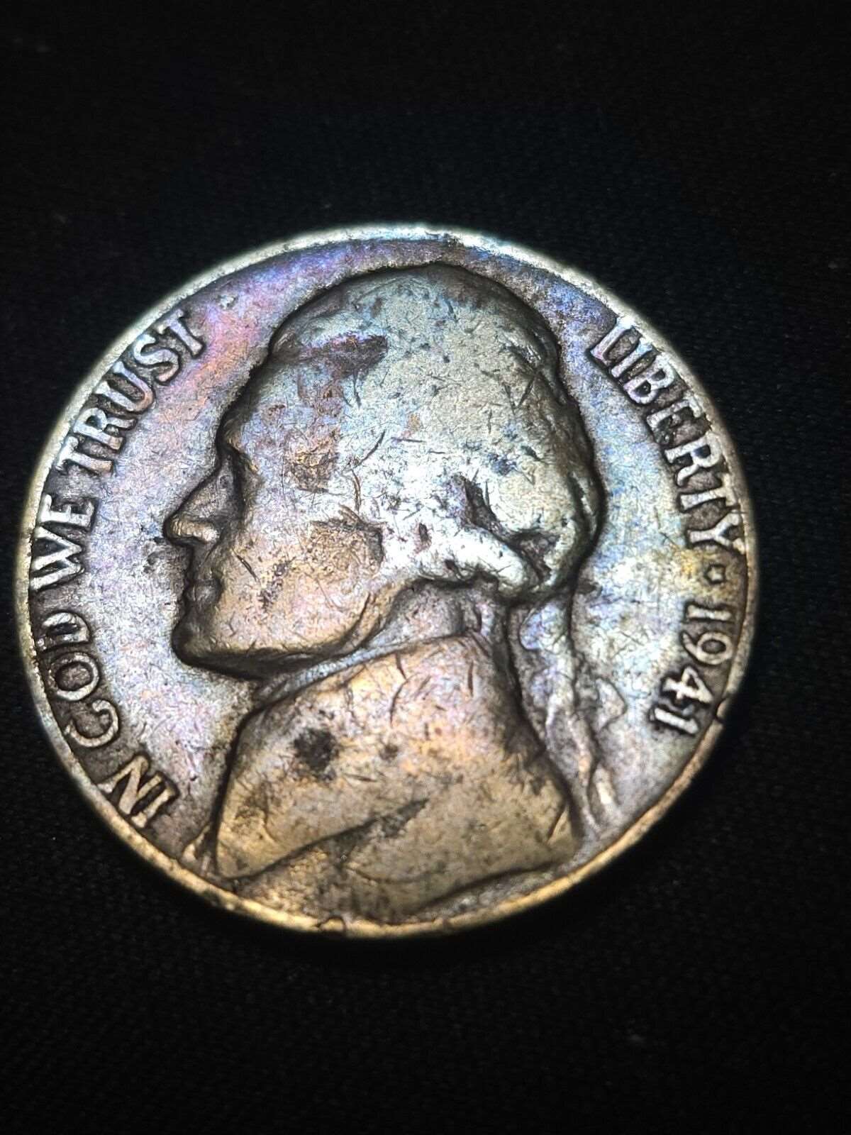 1941-D Toned Jefferson Nickel