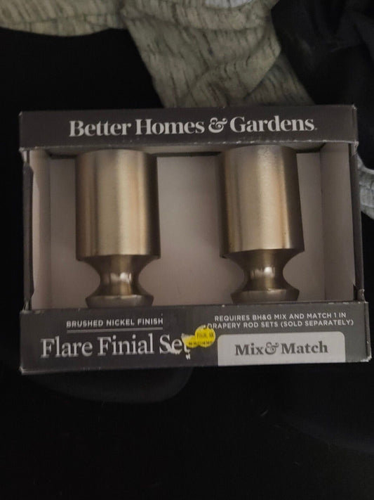 Flare Finial Set Brushed Nickel Finish Better Homes & Gardens New in Box