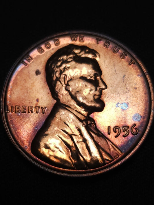 1956 Proof Lincoln Wheat Cen  Bu Rainbow Toned