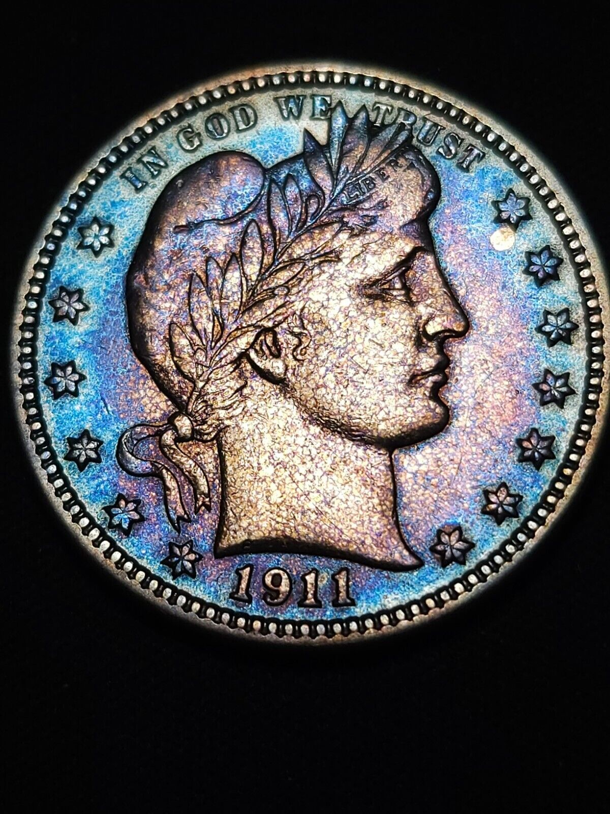 1911 Barber 25c Monster Toned