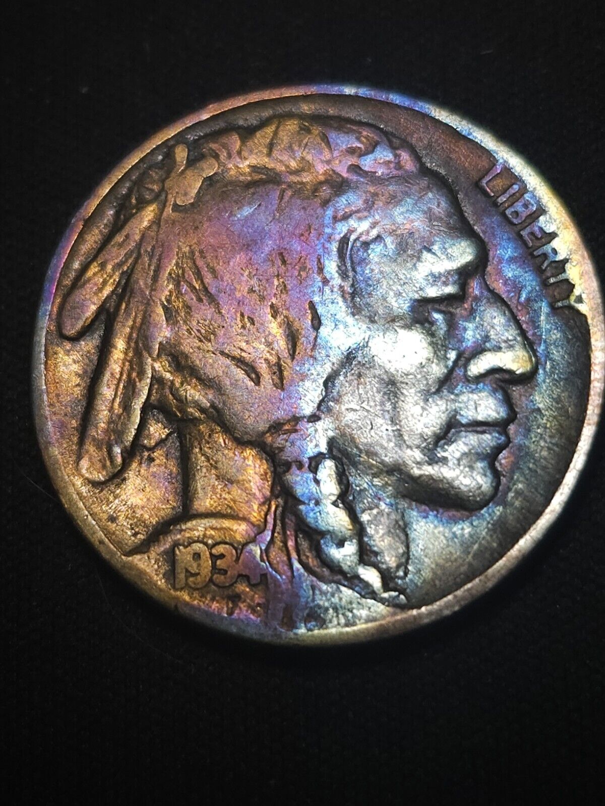 1934 Buffalo Nickel  Rainbow Toned