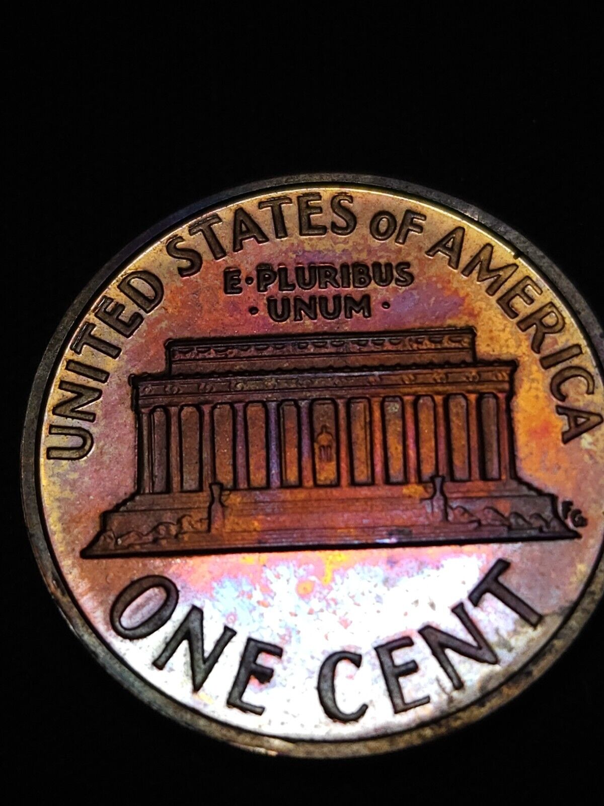 2003 S Lincoln Memorial Penny Proof Rainbow Toned