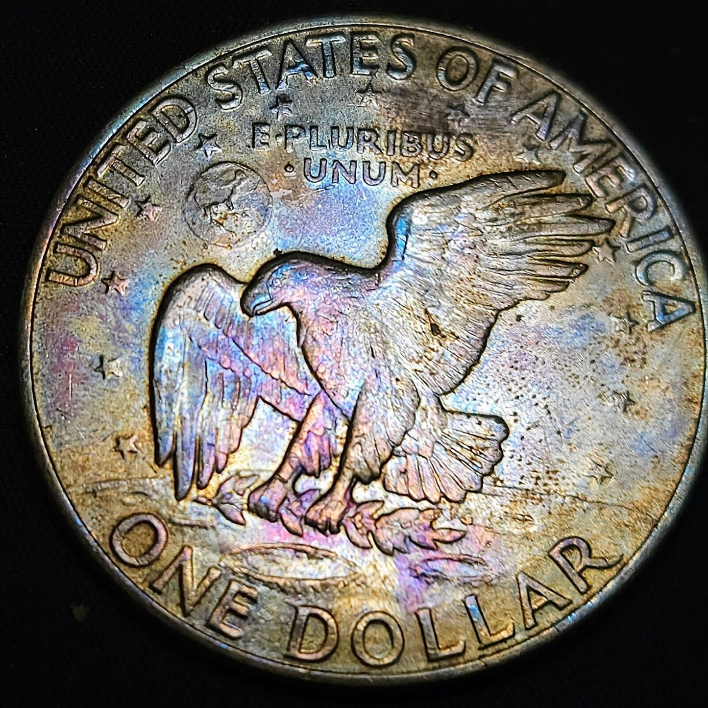 1972 D Eisenhower Dollar Rainbow Toned