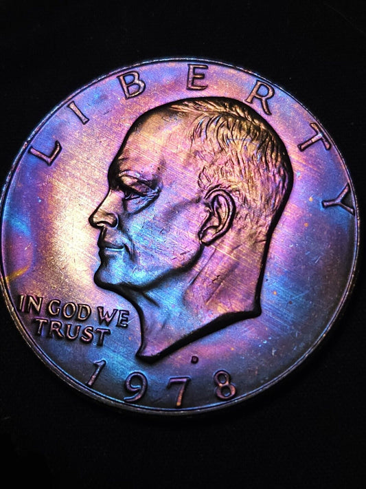 1978 D Eisenhower Dollar Bu Rainbow Toned