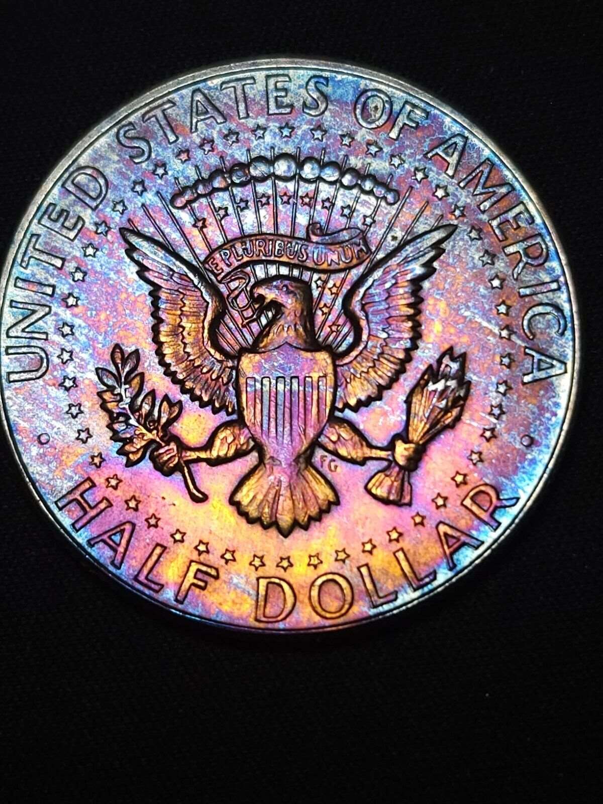 1967 Kennedy Half Dollar Bu Rainbow Toned