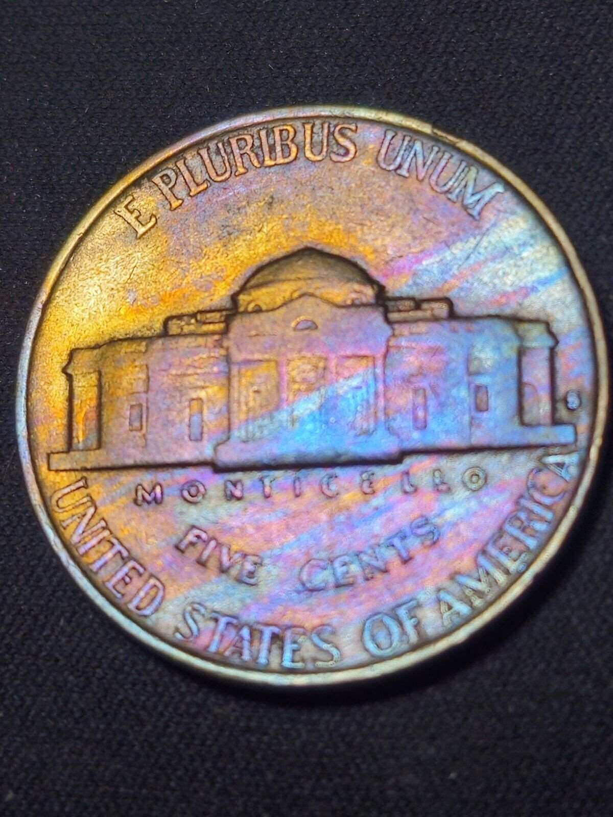 1940-S Rainbow Toned Jefferson Nickel