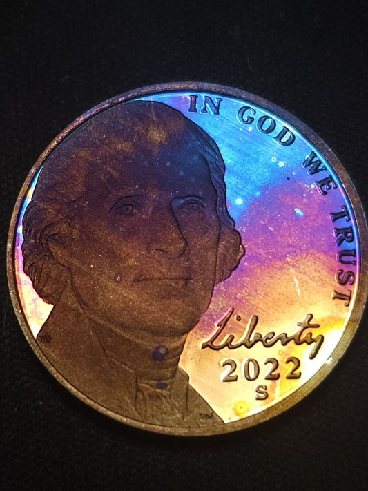 2022 S Jefferson Nickel Proof Rainbow Toned