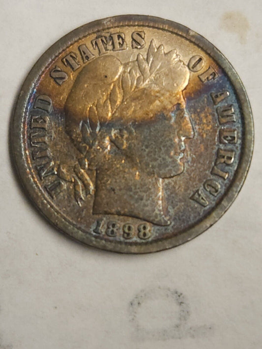 1898 Barber Dime Monster Toned