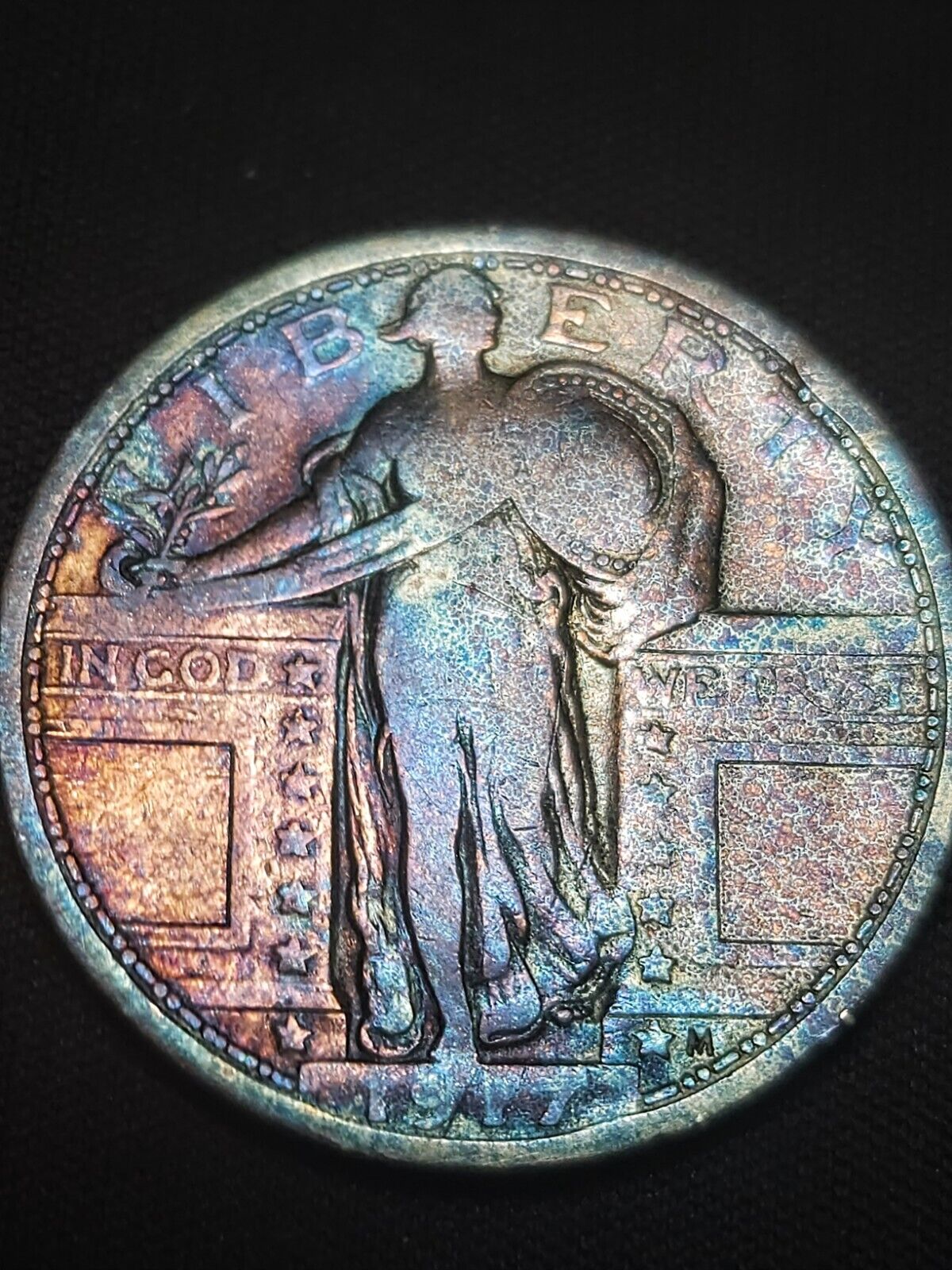 1917 Type 1 Standing Liberty Rainbow Toned