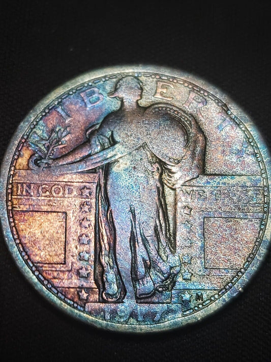 1917 Type 1 Standing Liberty Rainbow Toned