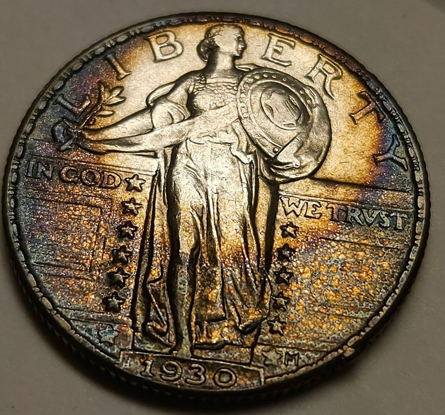 1930 Standing Liberty Quarte Monster Toned