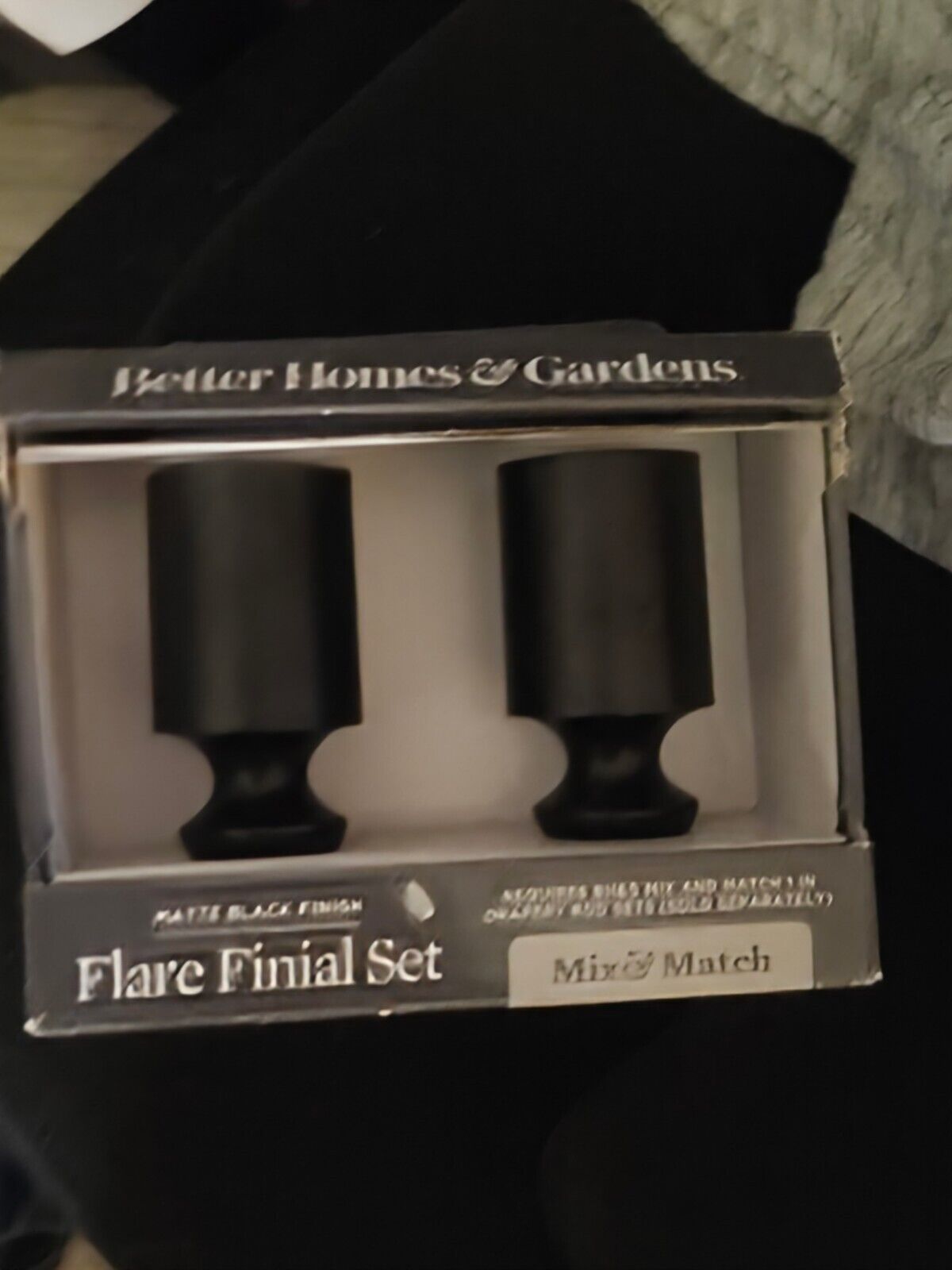 Flare Finial Set Matte Black Finish Better Homes & Gardens New in Box