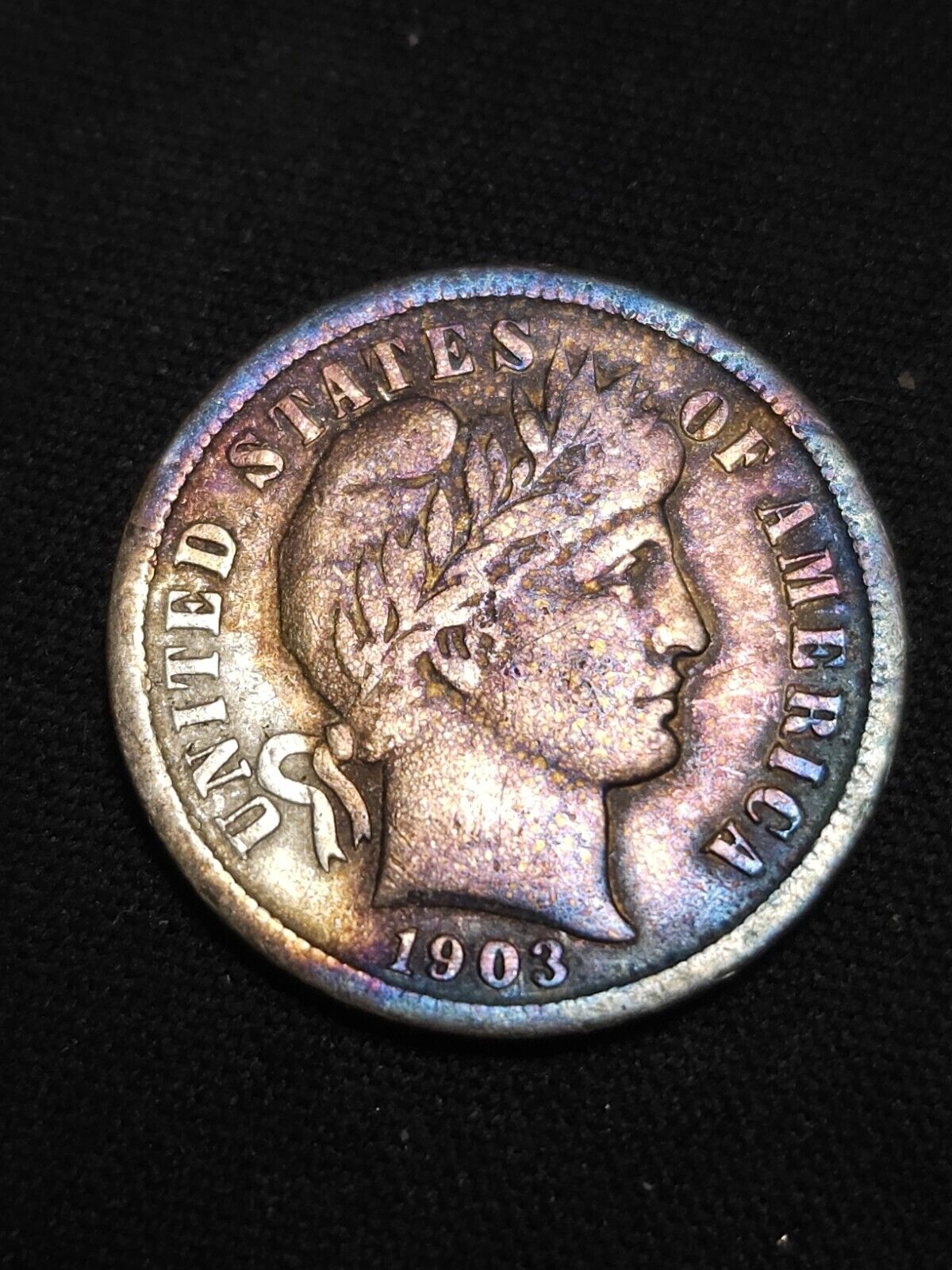 1903 Barber Dime Monster Toned