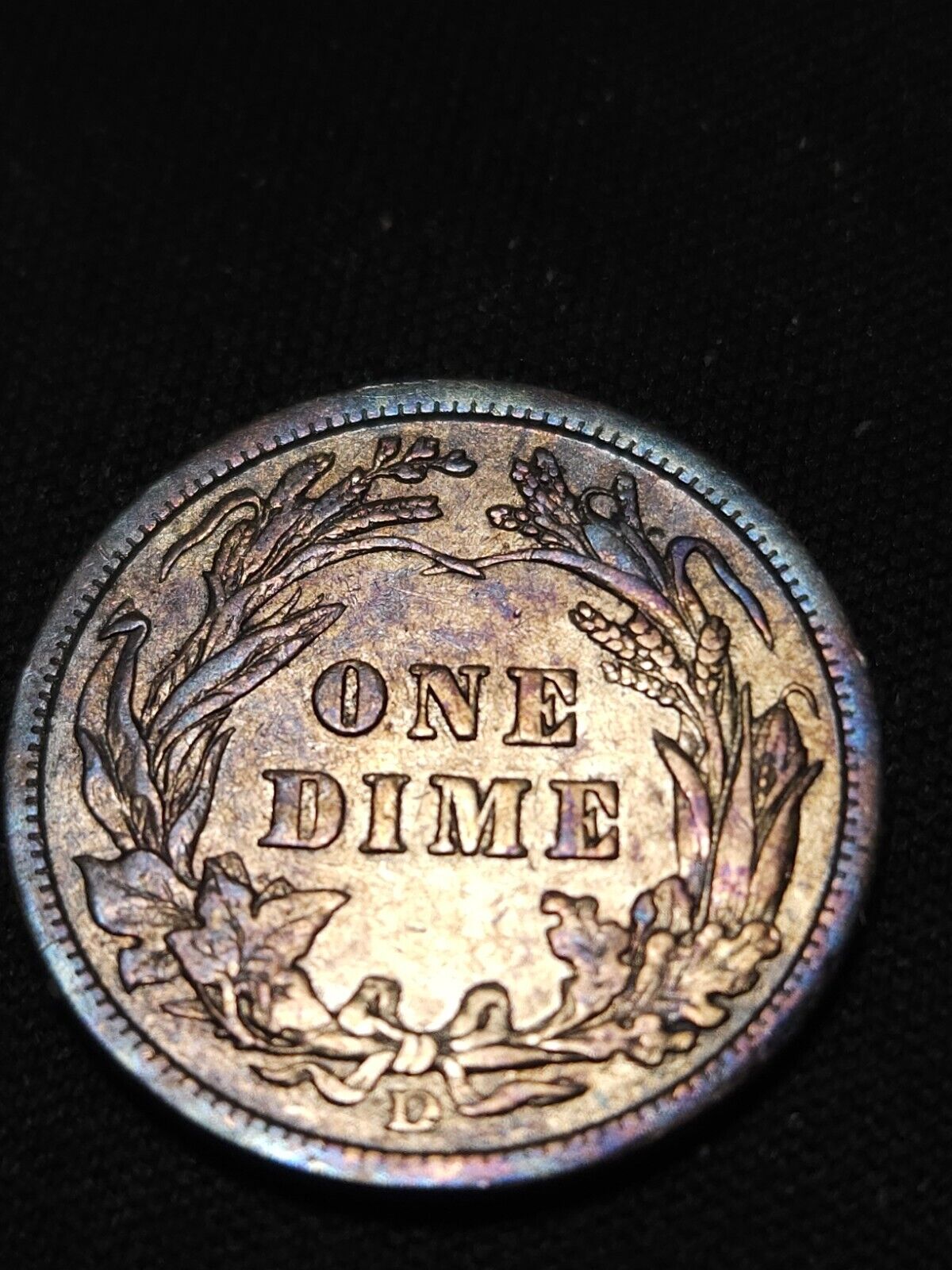 1914 D Barber Dime Monster Toned