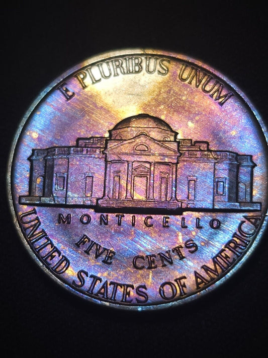 1978 D Jefferson Nickel Bu Rainbow Toned