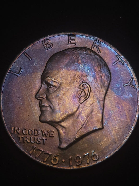 1976 Eisenhower Dollar Bu Rainbow Toned Ike Bicentennial