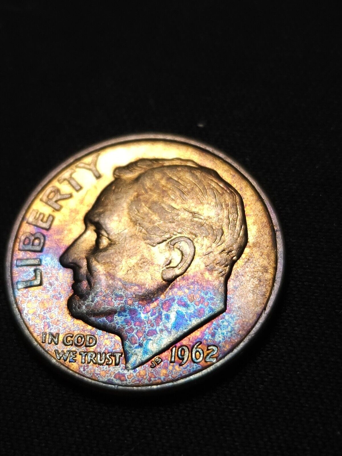 1962,1962d,1964,1964d Roosevelt Dime Bu Rainbow Toned Lot