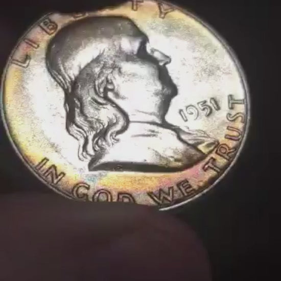 video of 1951 franklin half showing full luster and features