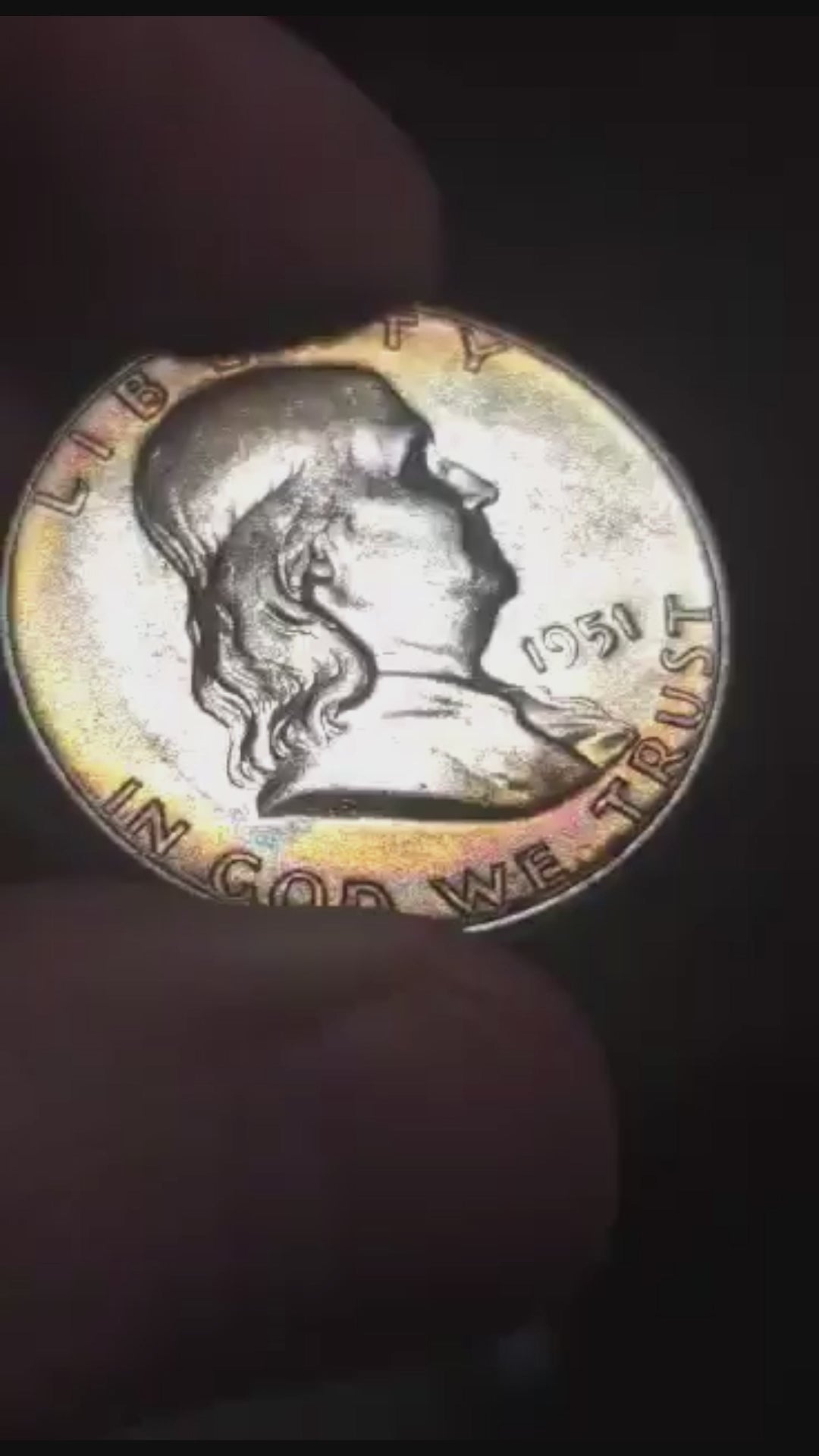 video of 1951 franklin half showing full luster and features