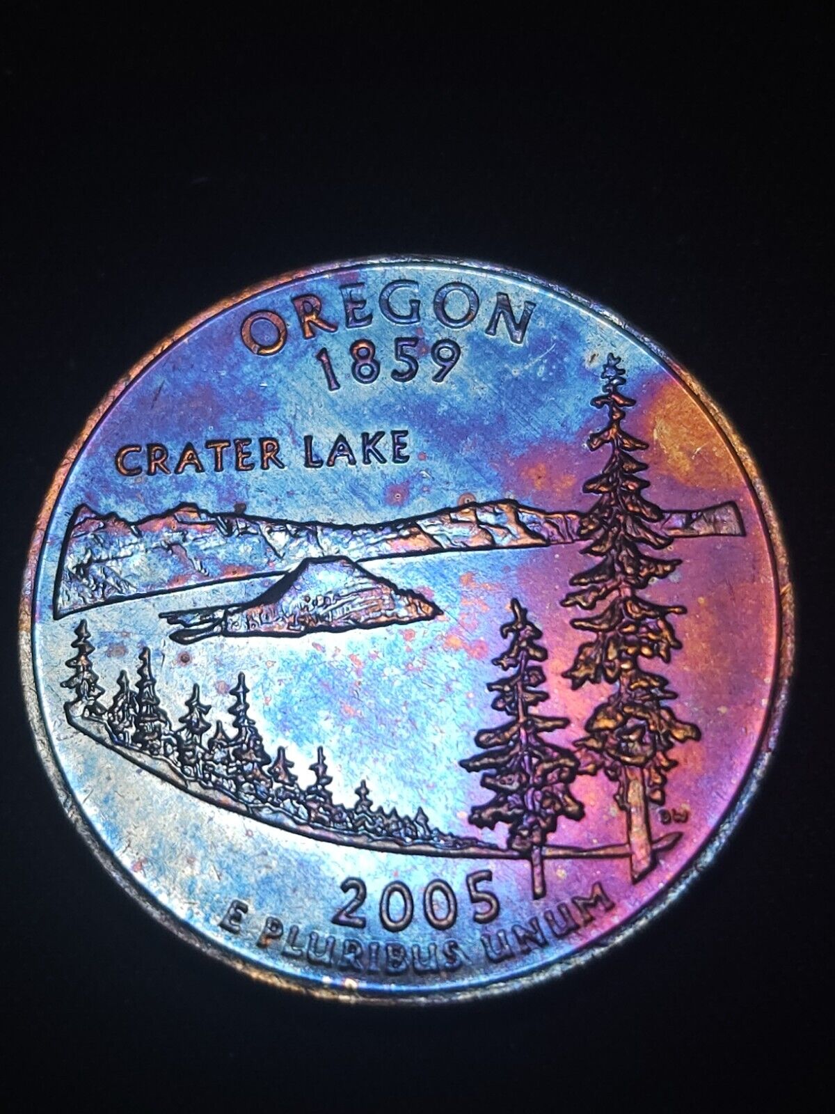 Rainbow Toned 2005 D Oregon State Quarter Bu Errors & Oddities
